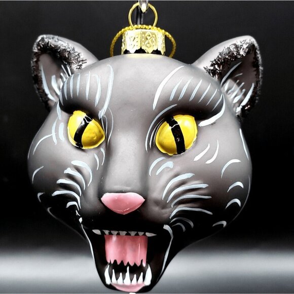 Halloween Black Cat Glass Ornament Gothmas Tree Scardy Cat Hissing Cat Ornament - Picture 3 of 10